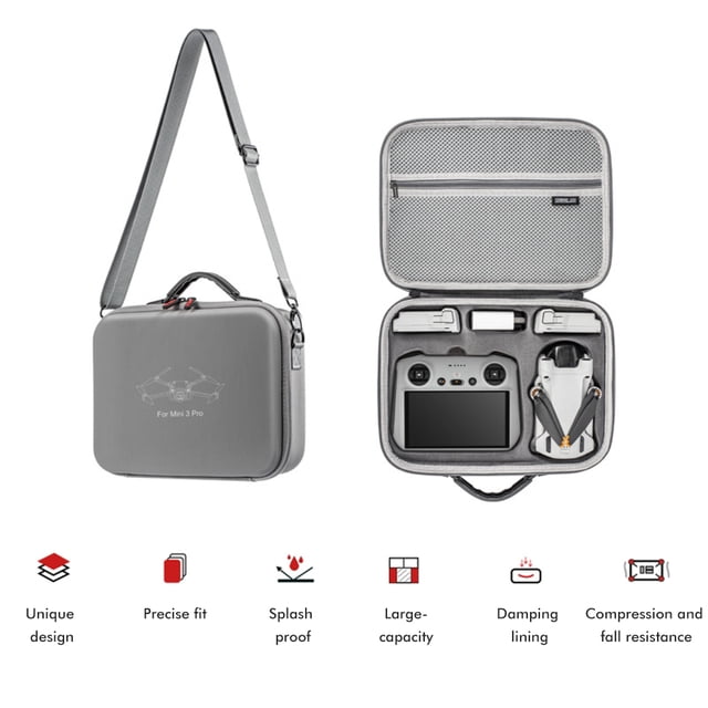 Estuche de transporte compatible con el dron Mini 3 Pro y el controlador inteligente RC Estuche de transporte rígido compacto y portátil