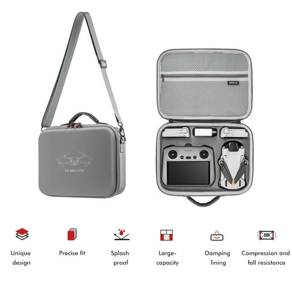 Estuche de transporte compatible con el dron Mini 3 Pro y el controlador inteligente RC Estuche de transporte rígido compacto y portátil