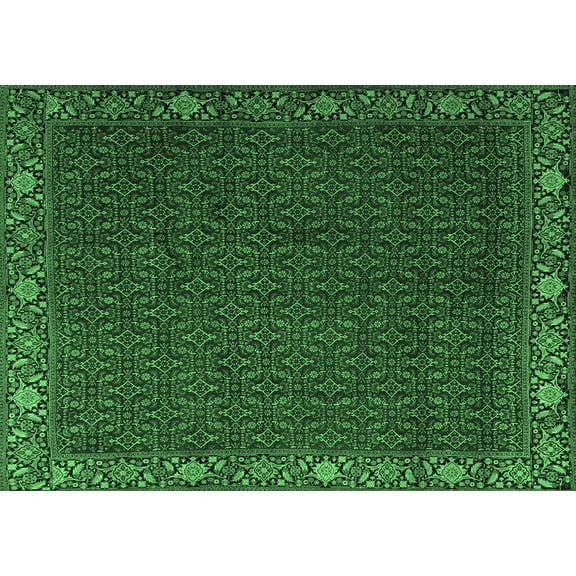 Ahgly Company Indoor Rectangle Persian Emerald Green Traditional Area Rugs, 5' x 7'