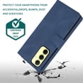 thumbnail image 5 of Asuwish Phone Case for Samsung Galaxy A35 5G Wallet Mobile Accessories Credit Cash Cell Cover with Tempered Glass Screen Protector Flip Zipper Stand Card Holder Slot A 35 35A A355G Women Men Blue, 5 of 9