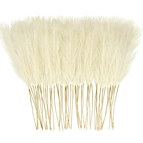 Hierba artificial de pampa sintética, 50 unidades, color beige, 55 cm