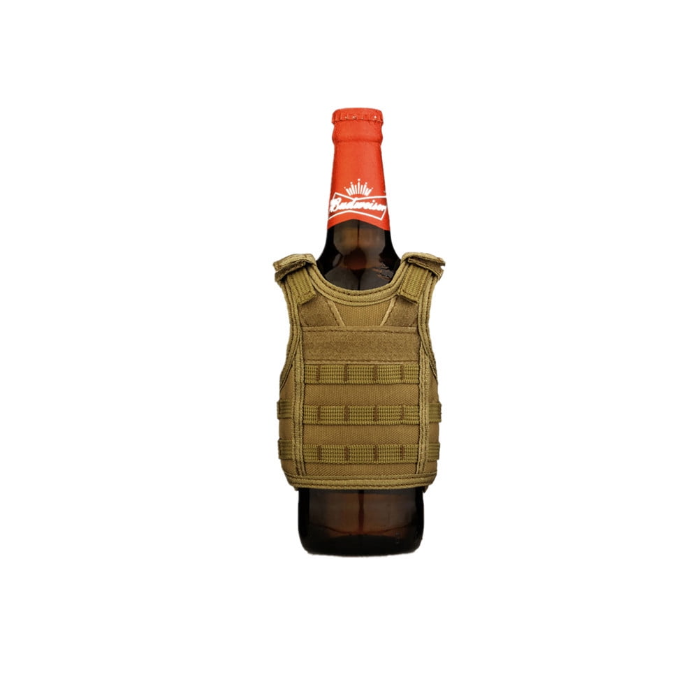 Military Tactical Mini Vest Soda Beer Bottle Molle Layer Beverage Insulator 