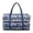 Bird Waves, variant on Lightweight Carry On Personal Item for Vacation Women Stylish Duffle with Polyester Fabric & Luggage Handle Strap, Blue Ikat Line Pattern