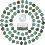 200pcs 6mm Green Aventurine Beads Semi Precious Beads Gemstones Spacer Beads and Elastic Thread