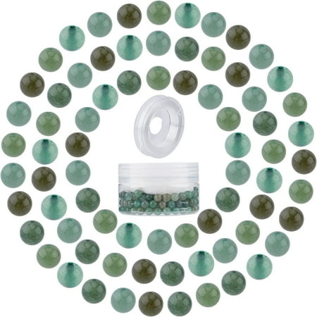 200pcs 6mm Green Aventurine Beads Semi Precious Beads Gemstones Spacer Beads and Elastic Thread