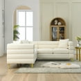 thumbnail image 2 of 81.5-inch Oversized Sectional , 5 White For Living Areas. Streamline Modern Style With Build. Solid Wood Frame, Robust Metal Legs. 3 Cushions, Foam Filler. Fast Shipping From Us Warehouse L-shaped, 2 of 5