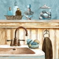 thumbnail image 4 of Gango Home Decor Classic Bathroom Wall Art; Two Blue 16x16in Hand-Stretched Canvases, 4 of 6