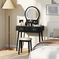 thumbnail image 4 of Gymax Small Vanity Desk w/Mirror & Lights Cushioned Stool 3 Adjustable Lighting Colors Black, 4 of 10