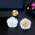 thumbnail image 6 of 2 in 1 Natural Shell Flower Multicolor CZ Yellow Stud Earrings Fashion Jewelry, 6 of 9