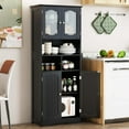 thumbnail image 5 of Costway 58.5" Tall Bathroom Storage Cabinet Freestanding Linen Cabinet with Shelves Black, 5 of 10