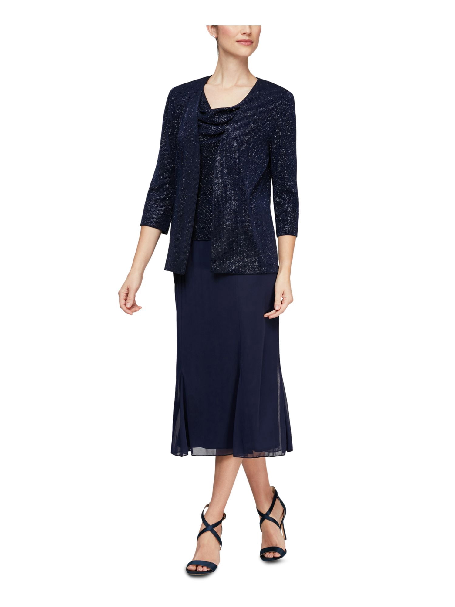 ALEX EVENINGS Womens Black Embellished 