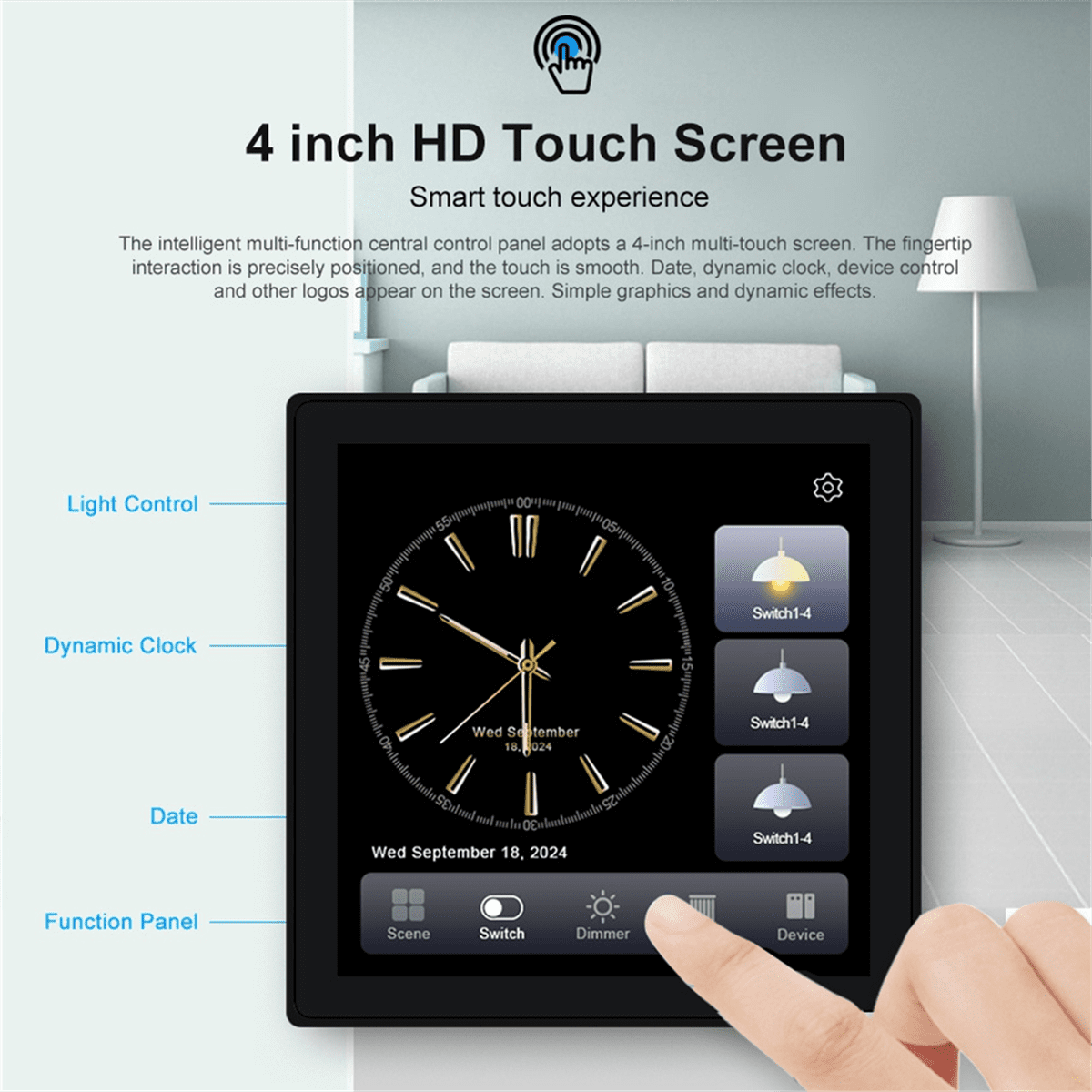 Tuya T3E Pro Smart Control Panel Switch Touch Screen Panel Switch Zigbee Intelligent Home Wall Push Light Switch Black