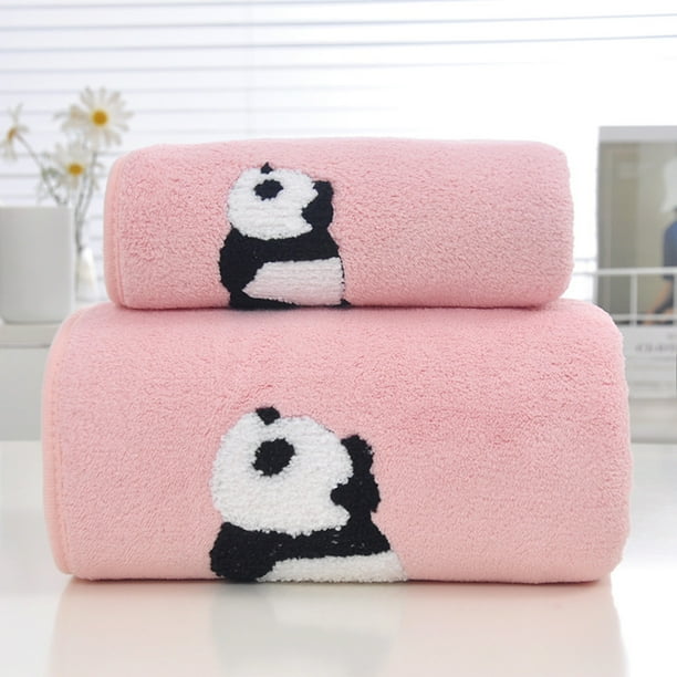 Toalla de baño con bordado de oso de coral, juego de toallas de baño suaves, absorbentes y que no se caen del cabello, juego de regalo.