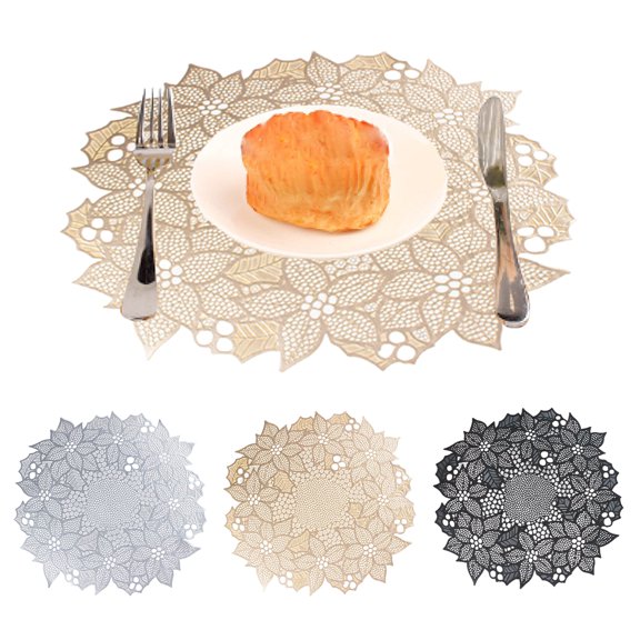 Sunjoy Tech Hollow Heat Resistant Placemat PVC Table Mat Anti Scalding Wear Resistant Teapot Coaster Pad for Home Dining Ventilation Wedding Decoration