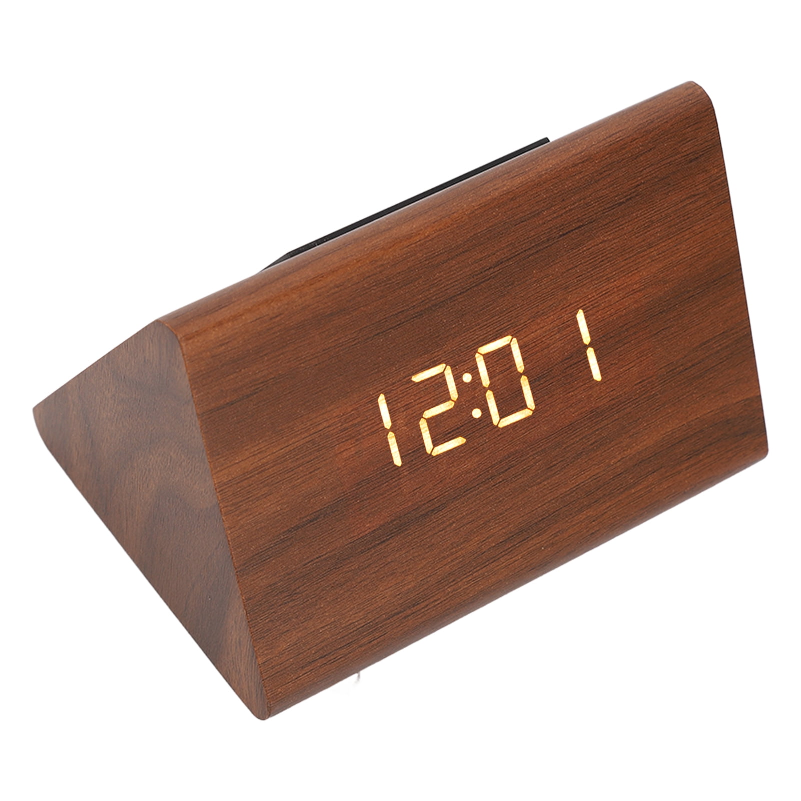 Wood Digital Alarm Clock For Bedside, Modern Simple Design Portable