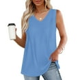 thumbnail image 2 of Womens Casual Blouse, Sleeveless Tops for Women Relaxed Fit Elegant Floral Print Tank Top Trendy Pleated Longline Hide Belly Fat Tunics Vest Tops Curved Hem Detail, S-2XL, 2 of 8