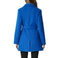 thumbnail image 3 of INSPIRE CHIC Women's Notch Lapel Double Breasted Belted Mid Length Trenchcoat S Blue, 3 of 6