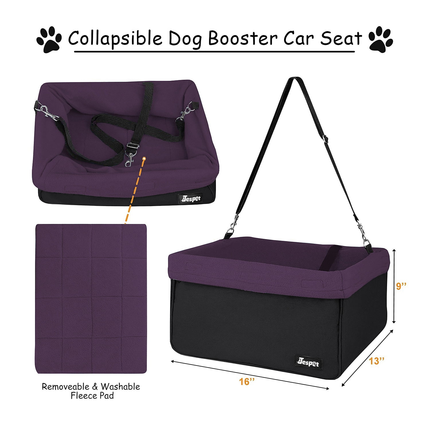212 Main PCD-42PP 16 in. Booster Dog Car Seat, Purple