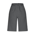 thumbnail image 5 of TaTaai Women Casual Solid Pleated Up Shorts Loose Linen Blend Knee Length Pants With Pockets Fashion Daily Home Wear Gift, 5 of 9