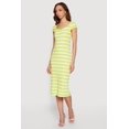 thumbnail image 2 of Women's Striped Rip Knit Cap Sleeve V-Neck Midi Dress, 2 of 3
