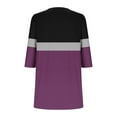 thumbnail image 6 of JTZGDY Fall Tunic Tops for Women Fashion Tie Dye/Striped/Color Block/Floral Printed 3/4 Length Sleeve Crewneck Graphic T-Shirts Loose Flowy Dressy Pullover Blouse Purple#02 XL, 6 of 7