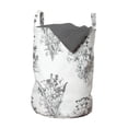 thumbnail image 1 of Floral Laundry Bag, Vintage Monochrome Design Outline Graphic of Wild Plants with Flowers, Basket with Handles Drawstring Closure for Laundromats, 13" x 19", Charcoal Grey and White, by Ambesonne, 1 of 4