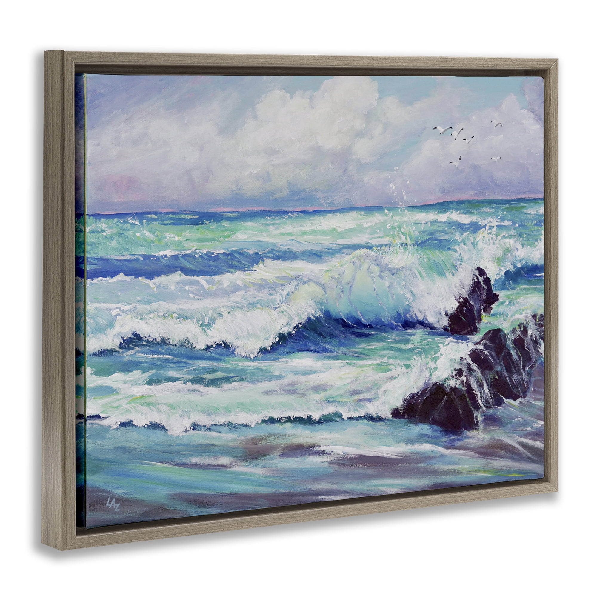Stupell Industries Down By The Sea Brown Framed Floater Canvas Wall Art, design by Lee Ann Zirbes