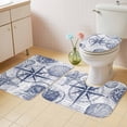 thumbnail image 4 of Vintage Nautical Bathroom Rugs Set Summer Navy Blue Compass Shell Starfish Map Non Slip Absorbent Soft Bath Mats 3 Piece Set with Bathroom Rug, U-Shaped Floor Mat, Toilet Seat Cover Large Size, 4 of 9