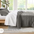 thumbnail image 2 of Comfort Spaces Grey King Size Comforter Set - 3 Pieces Pintuck Pleated Bedding Sets, All Season Lightweight, Extra Softness Pre-Washed Microfiber Bed Set, Shams, 2 of 5