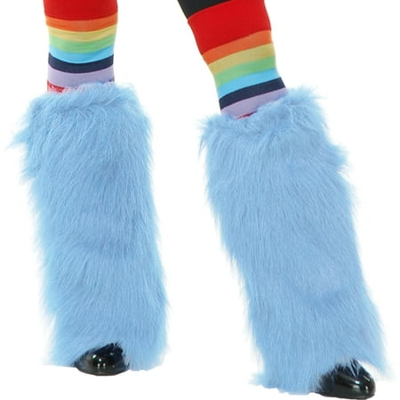 Adults Womens Cotton Candy Blue  Club Rave Furry Monster Leg Warmers