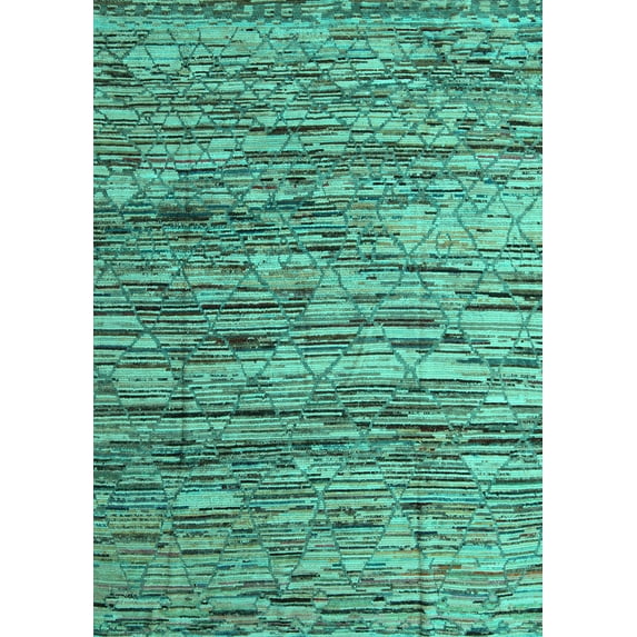 Ahgly Company Indoor Rectangle Abstract Turquoise Blue Modern Area Rugs, 2' x 3'