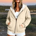 thumbnail image 2 of Xaqiouau Womens Sherpa Lined Zip Up Hoodie Thick Fleece Hooded Sweatshirt with Multiple Pockets Warm Casual Jacket for Fall Winter Daily Wear, 2 of 9