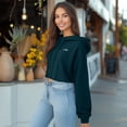 thumbnail image 4 of Dalix Salty Embroidery Fleece Hoodie Cropped Long Sleeve Drawstring Fall Spring Womens in Atlantic Green XL X-Large, 4 of 5