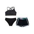 thumbnail image 3 of Sholeno Girls 3 Piece Bikini Swimsuit Summer Beach Tankini Swimwear Quick Dry Surfing Bathing Suit Black 10, 3 of 7