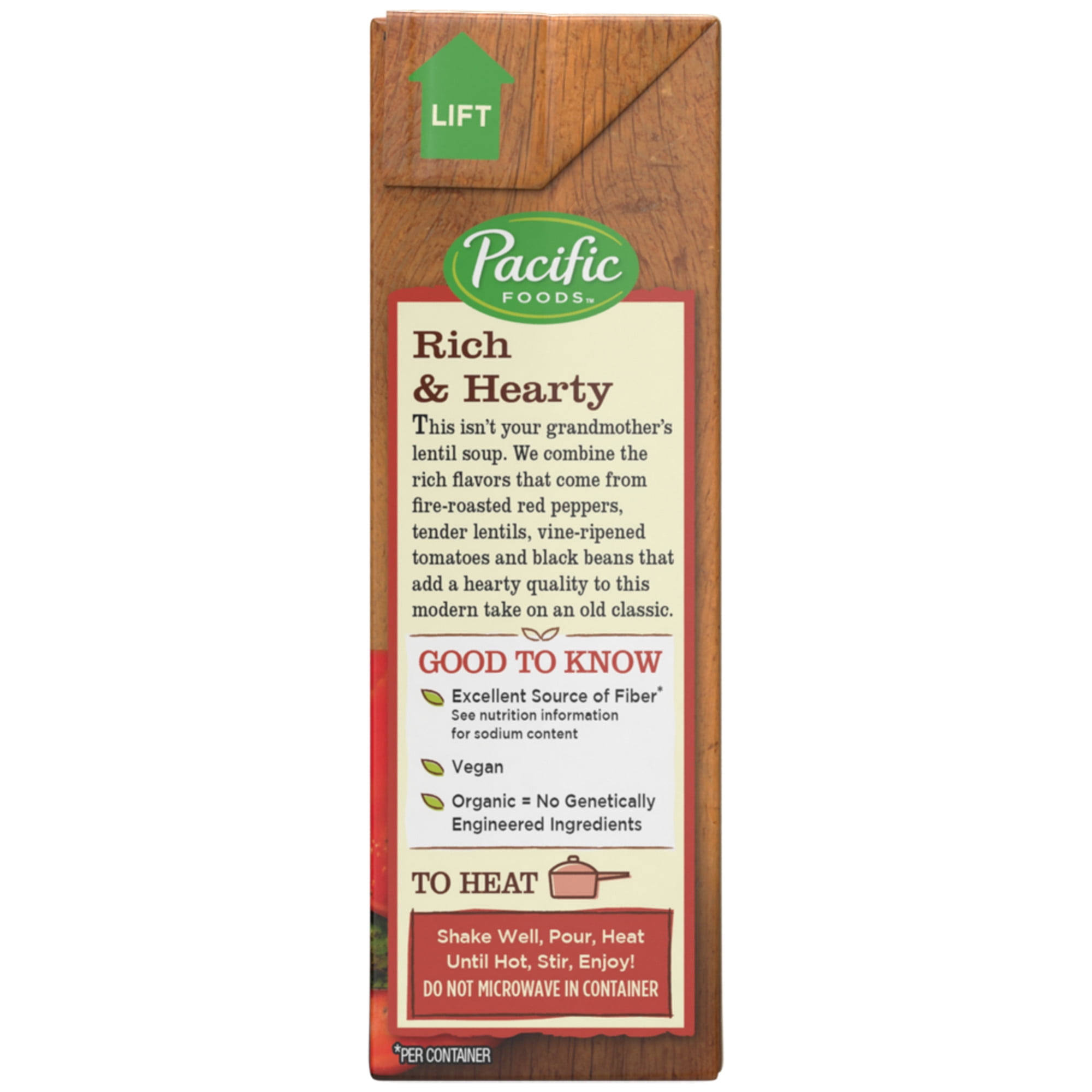 付与 Pacific Foods Organic Vegetable Lentil Roasted Red Pepper 