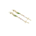 thumbnail image 4 of Aretes largos San Judas Tadeo, oro laminado 18k, con cruz, 4 of 5