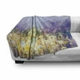 thumbnail image 3 of Flower Soft Flannel Fleece Blanket, Chamomile and Dandelion Field Meadow Landscape in Contrasting Colors Idyllic View, Cozy Plush for Indoor and Outdoor Use, 50" x 60", Yellow Purple, by Ambesonne, 3 of 6