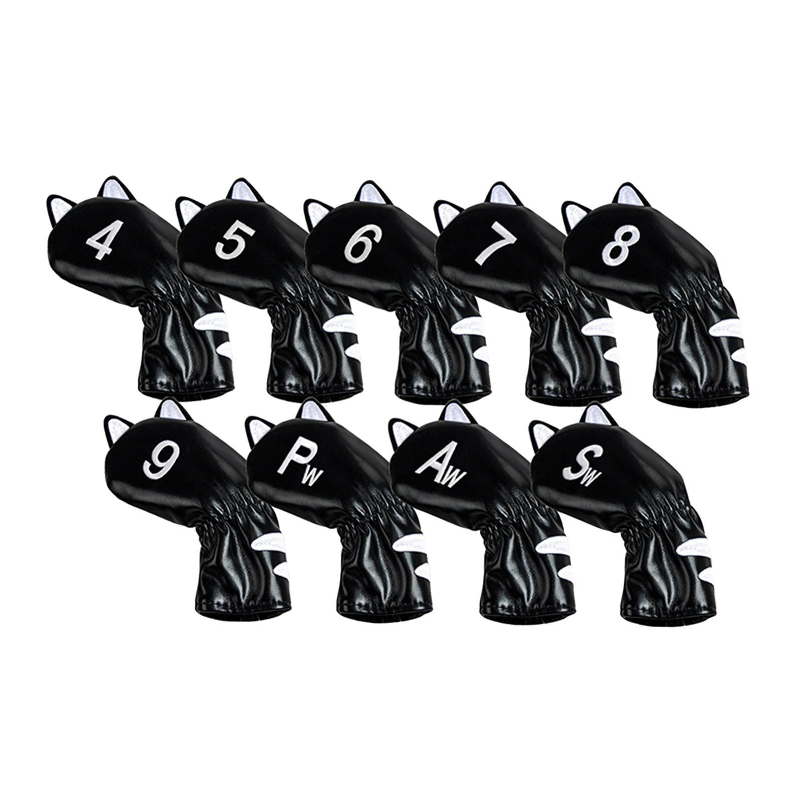 harayaa Golf Club Head Covers Mallet Putter Cat Pattern Accessories Putter Cue Headcover 9pcs Iron Black