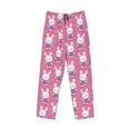thumbnail image 6 of Uemuo Rabbit Holding Flowers Pattern Men's Wide Leg Palazzo Lounge Pants with Pockets Light Weight Loose Comfy Casual Pajama Pants-Small, 6 of 9