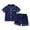 Navy, variant on Auroural Toddler Boy Pajamas 5T Pajamas for Toddler Girls 5T Boys Girls Button Front Pajama Top & Shorts Set, Solid Color， 2-Piece, Sizes 2-14 & Plus