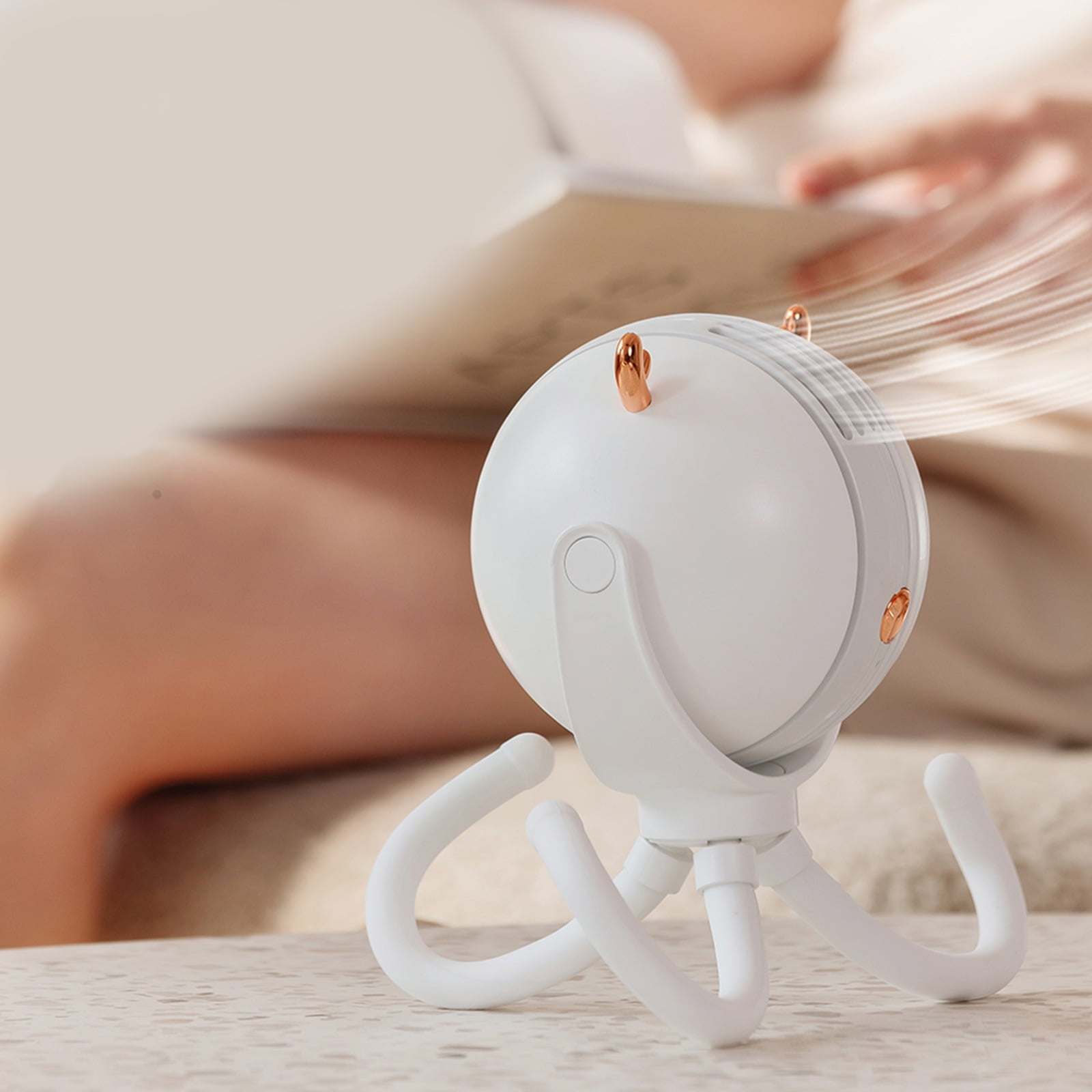 Zeiwohndc Octopus Deformation Handheld Fan Mini Bladeless Stroller Fan USB Rechargeable