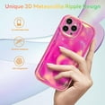 thumbnail image 4 of Case for iPhone 12 Pro Max, Cute Laser 3D Water Ripple Bling Glitter Wave Shape Phone case Luxury Holographic Case for Women Girls Kawaii Girly Case Silicone Protection Cover - Hot Pink, 4 of 9