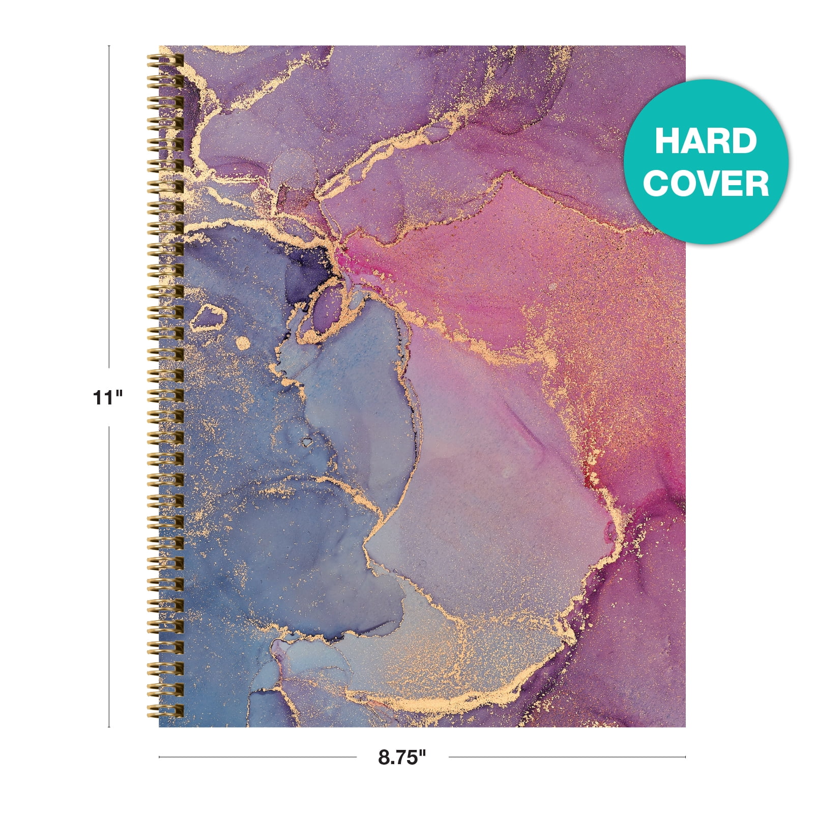8.5x11" Fashion Spiral Notebook, 3-Pack, 120 Pages, College Ruled (Marble)