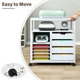 thumbnail image 4 of TC-HOMENY Mobile Craft Storage Utility Cart Compatible w/ Cricut Machines, Multifunctional Craft Organizer Container w/ Large Space, Rolling Modern Furniture w/ Wheels, White, 4 of 8