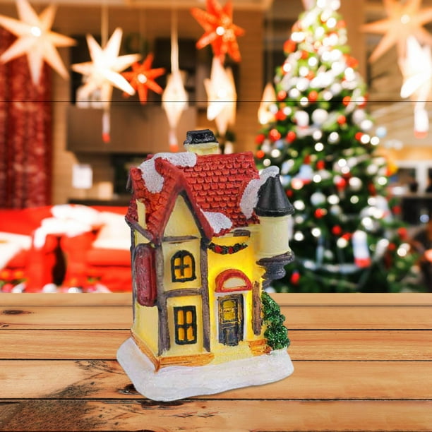 Decoración navideña brillante para el hogar, adorno Led de resina para Navidad, decoración de escritorio para estantería de pasillo de año Nuevo , Estilo O