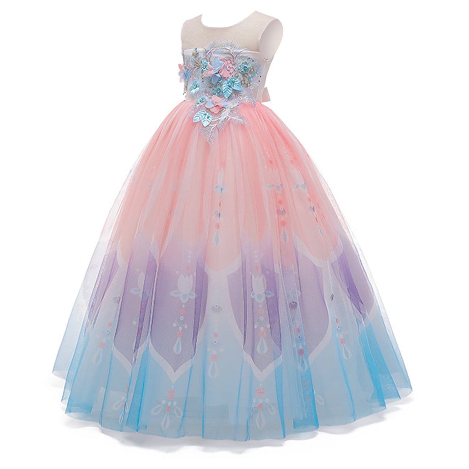Robe De Princesse En Tulle Pour Fille - Sans Manches, Longueur Maxi, Pour Mariage, Anniversaire, Fête - 12