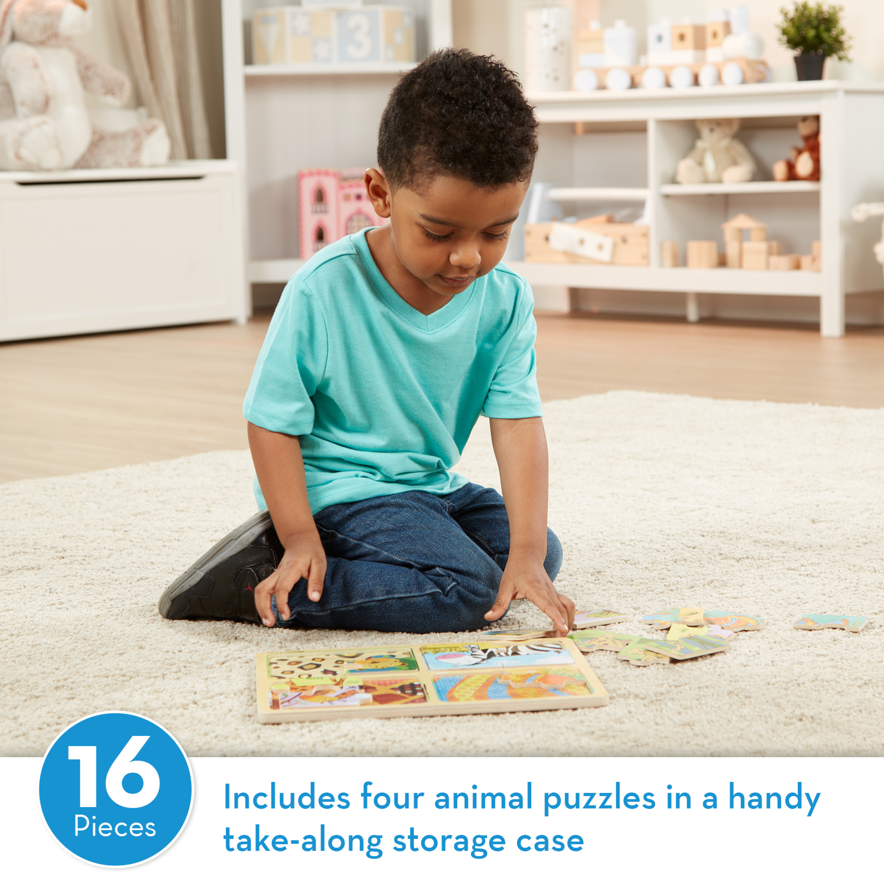 Melissa & Doug Natural Play Wooden Puzzle: Animal Patterns (Four 4-Piece Animal Puzzles) - image 2 of 5