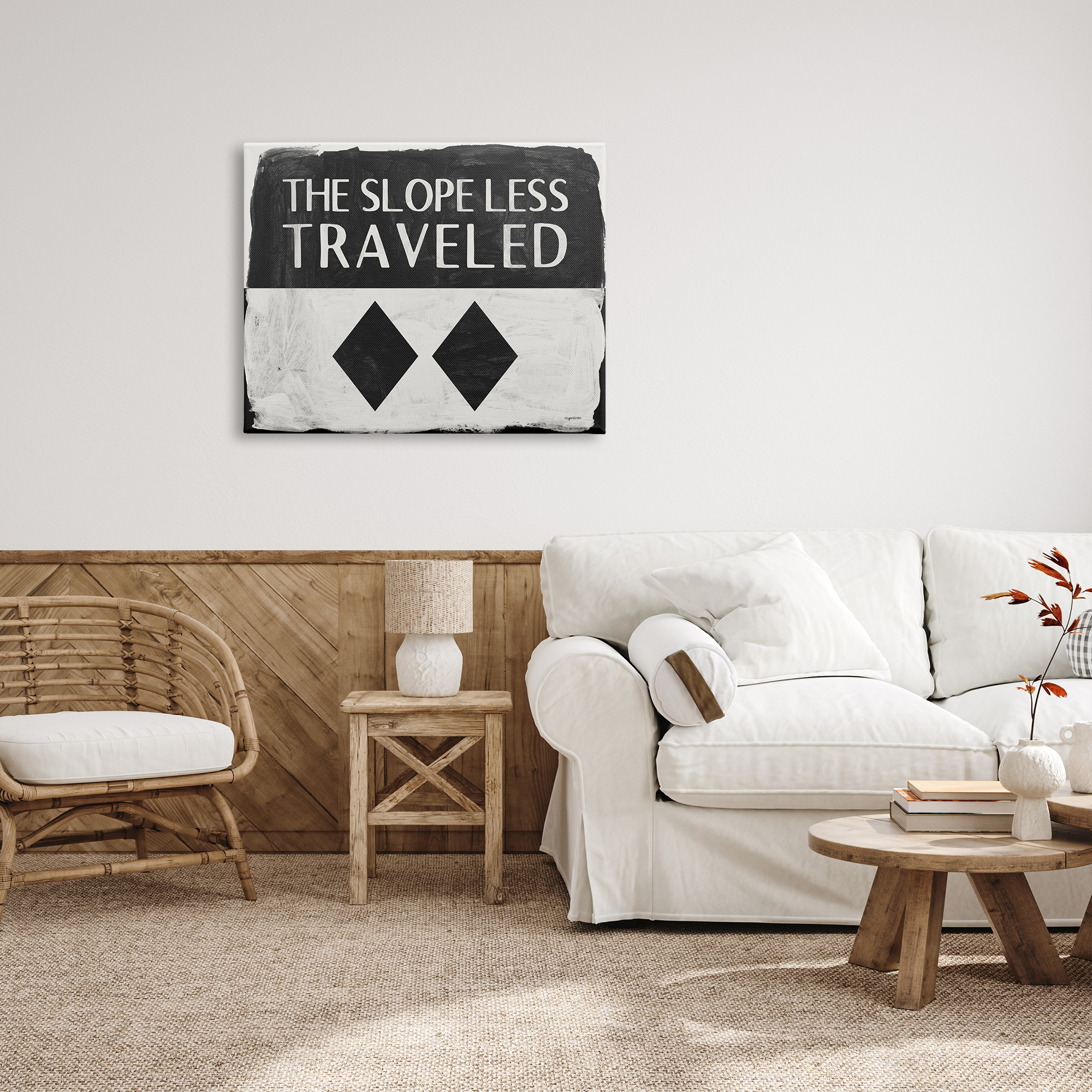 Stupell Industries The Slope Less Traveled Phrase Double Black Diamond, 40 x 30, Design by Kyra Brown