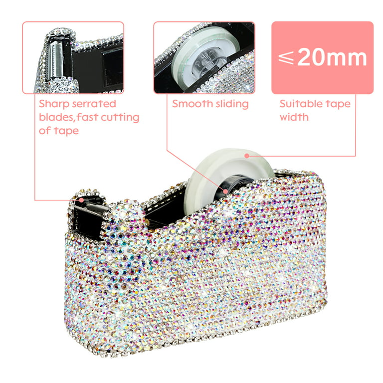Bling Bling Crystal Luxury Handmade Diamond Desktop Tape Dispenser for  Fashion Girls Women (AB Color) 