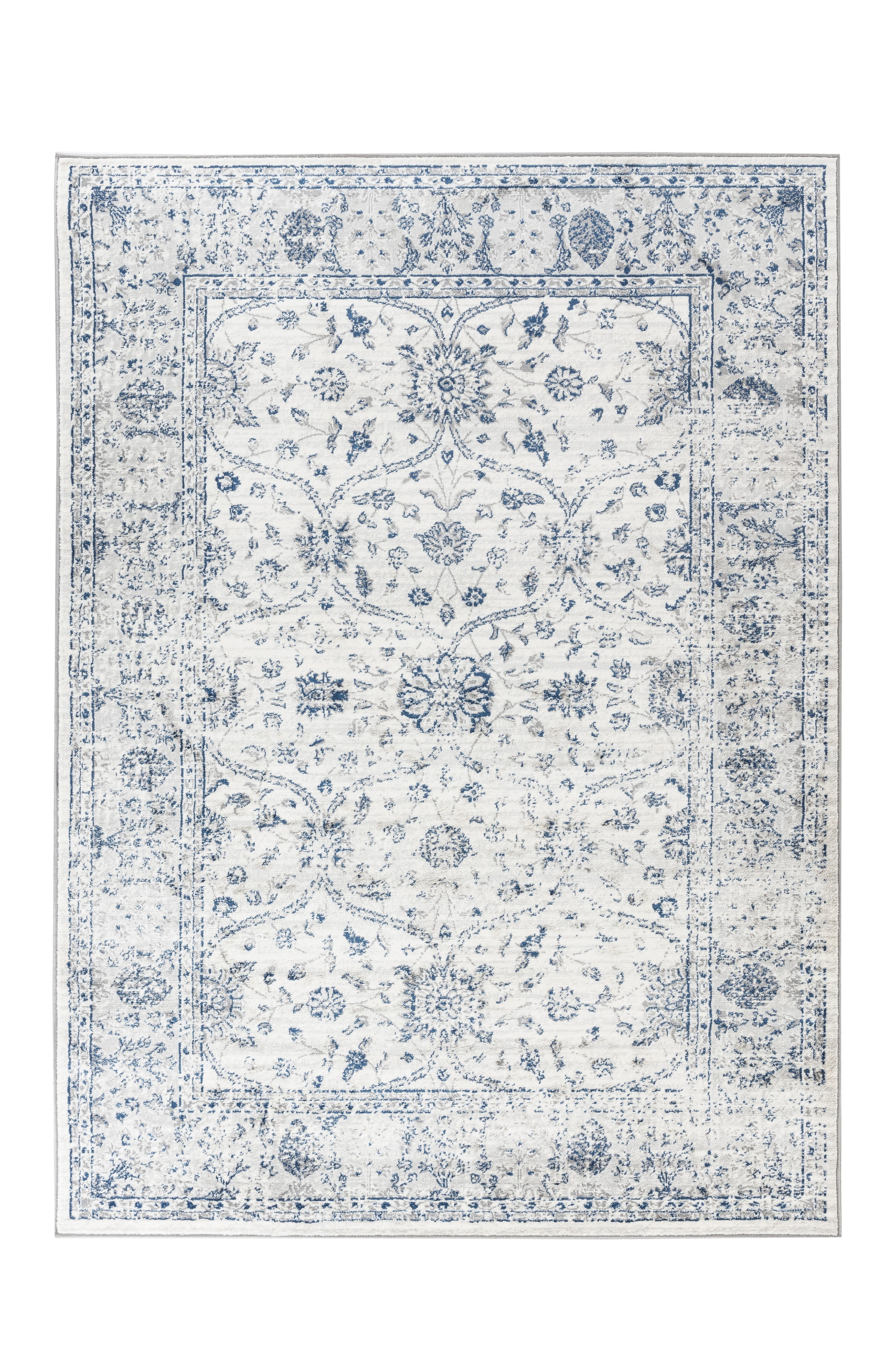 Hampton Collection Traditional White Blue Area Rug Traditional White Blue Area Rug